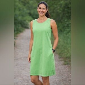 Title Nine Unconventional Sleeveless Shift Dress Green Medium Laser Cut Pockets